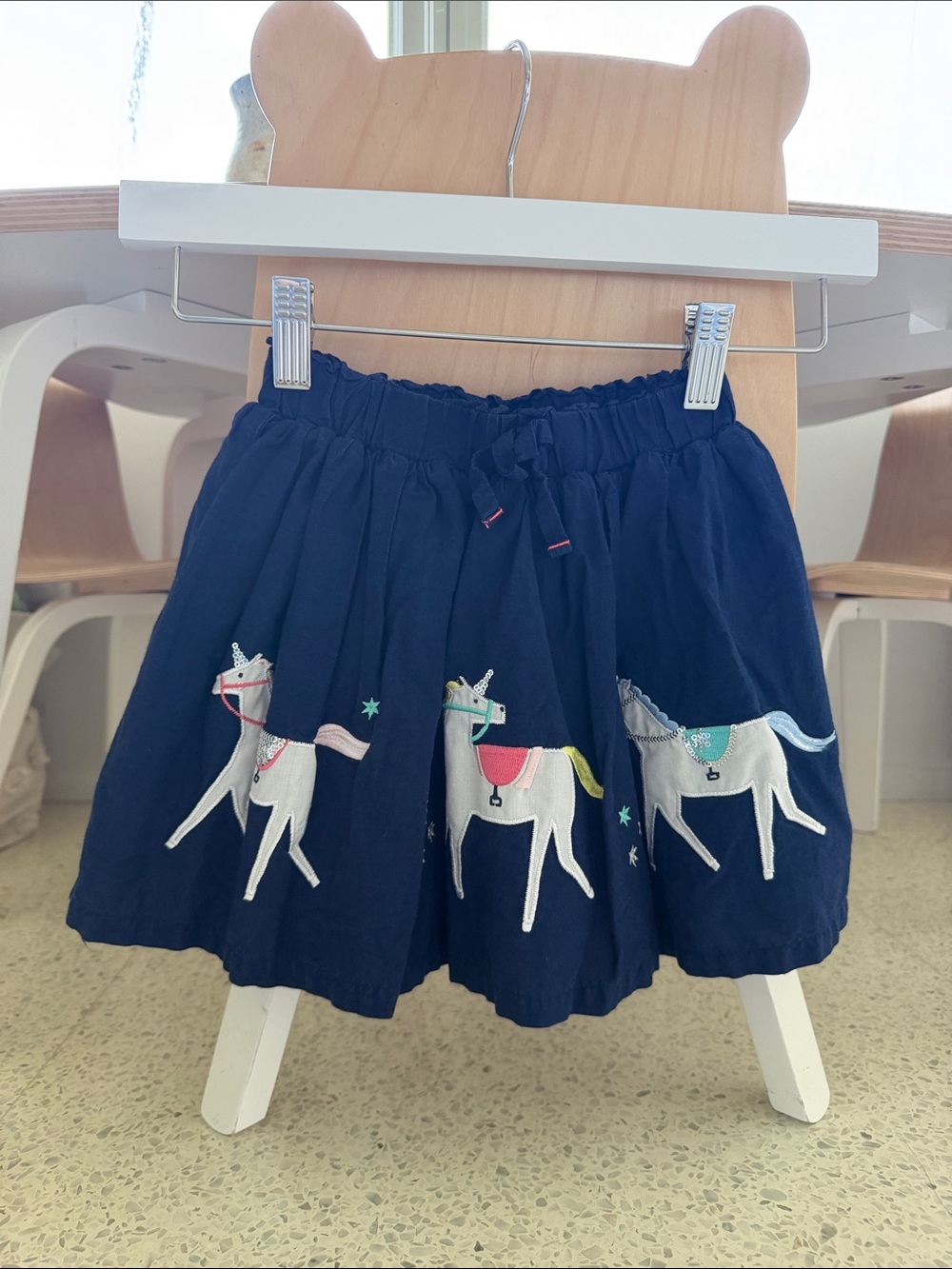 Joules Navy Skirt with Embroidered Unicorns